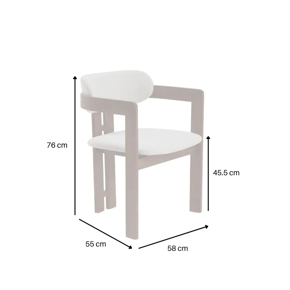 ALUXO® Clara Walnut Dining Chair in Oatmeal Bouclé - Box of 2