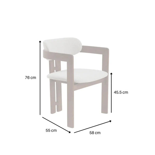 ALUXO® Clara Walnut Dining Chair in Oatmeal Bouclé - Box of 2