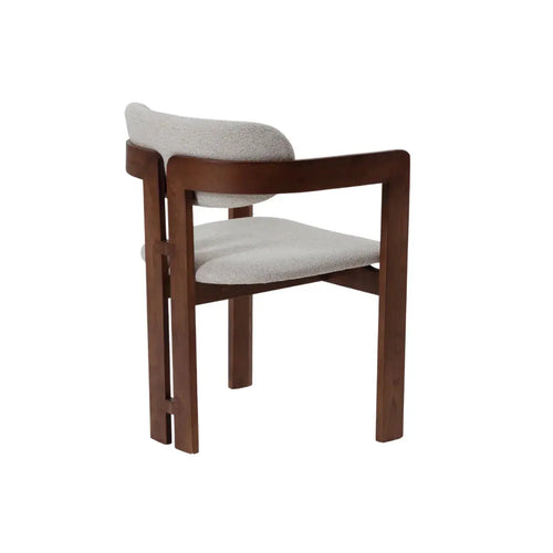 ALUXO® Clara Walnut Dining Chair in Oatmeal Bouclé - Box of 2