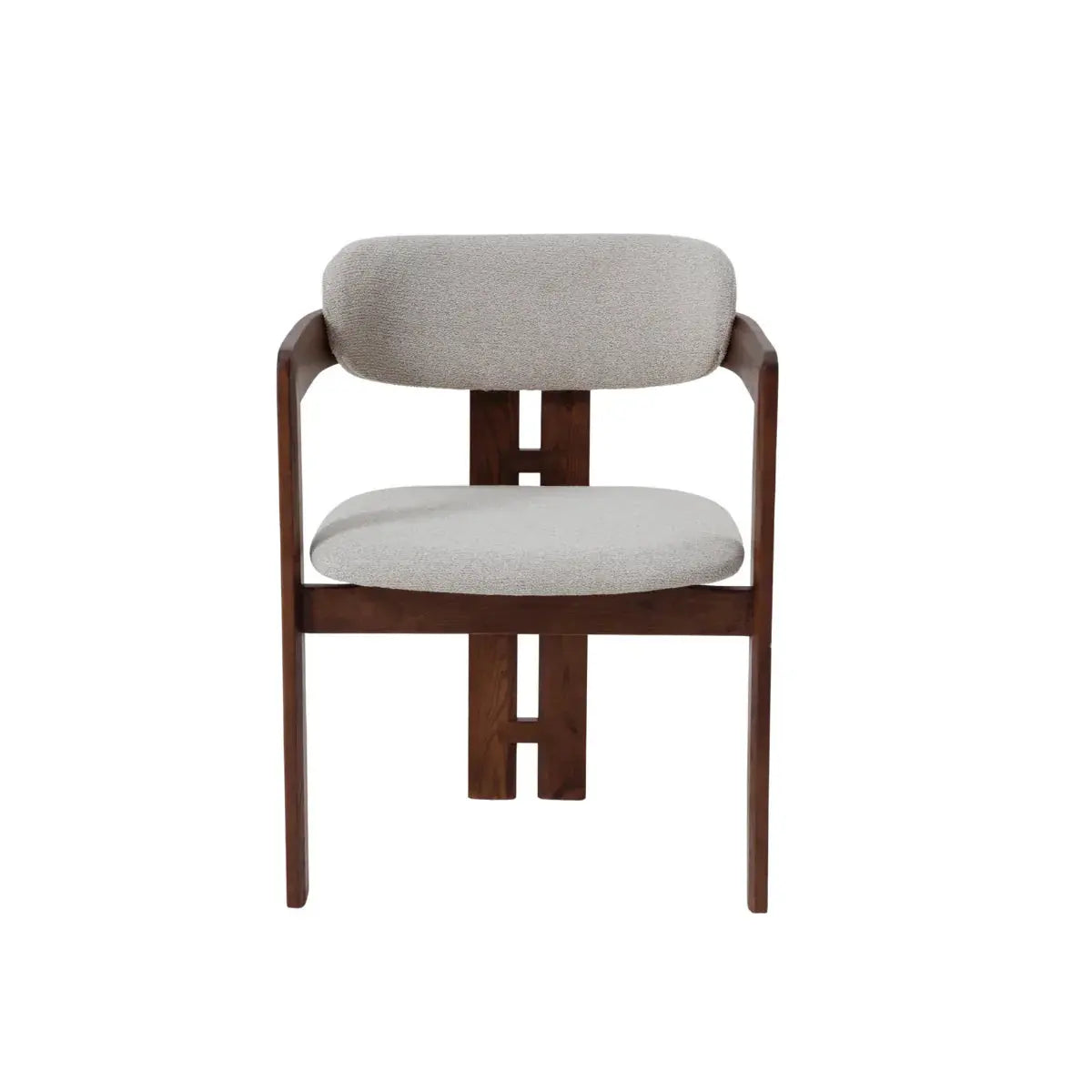 ALUXO® Clara Walnut Dining Chair in Oatmeal Bouclé - Box of 2