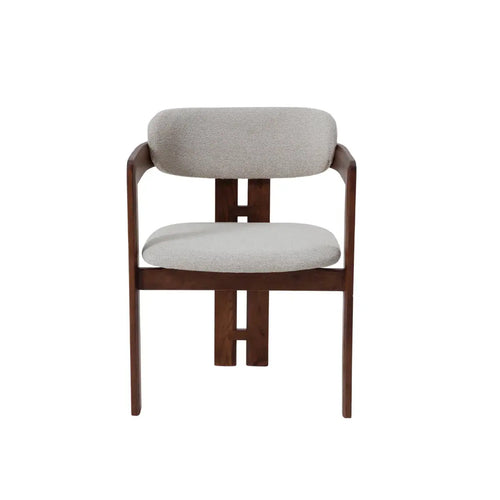 ALUXO® Clara Walnut Dining Chair in Oatmeal Bouclé - Box of 2