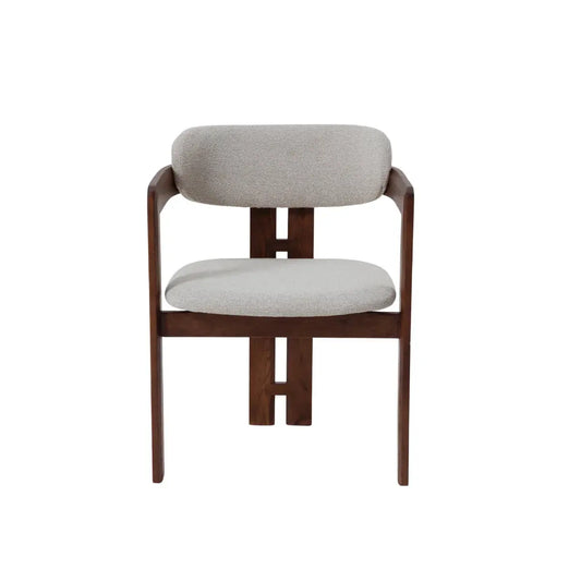 ALUXO® Clara Walnut Dining Chair in Oatmeal Bouclé - Box of 2
