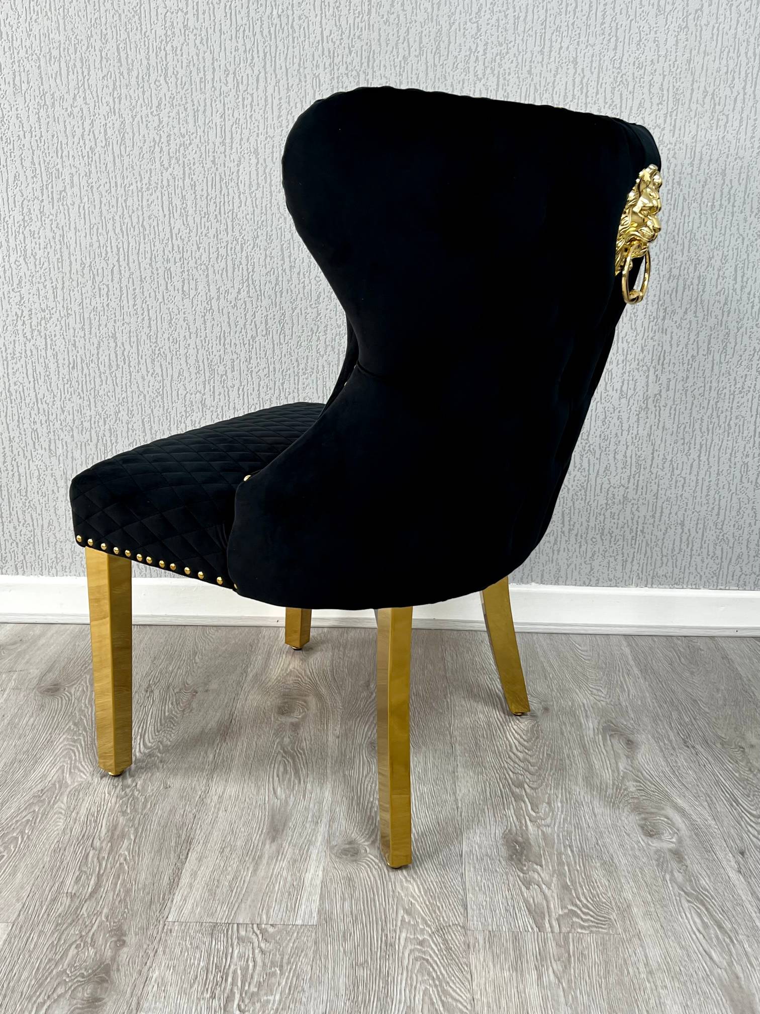 Set of 2 Valentino Gold Velvet Dining Chair – Luxury Upholstered Chair with Knockerback Options | Available in 2 Colours