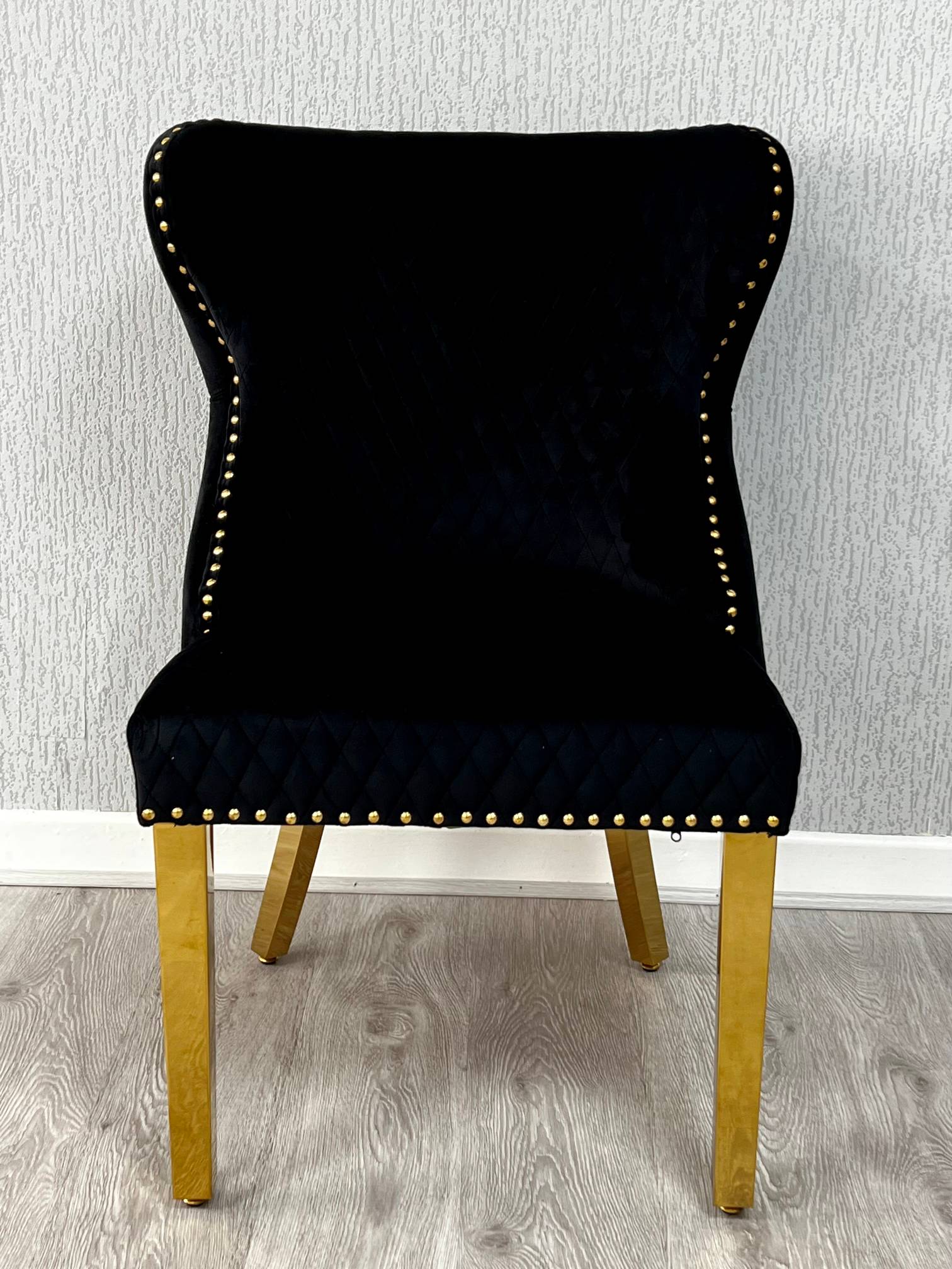 Set of 2 Valentino Gold Velvet Dining Chair – Luxury Upholstered Chair with Knockerback Options | Available in 2 Colours