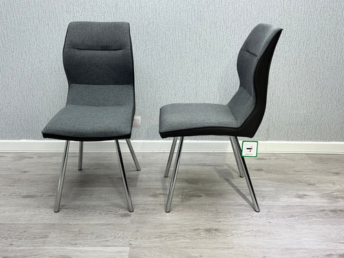 Zermatt Dining Chair – Grey PU & Fabric Upholstered Chair | Modern Contemporary Dining Seating
