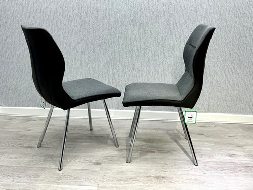 Zermatt Dining Chair – Grey PU & Fabric Upholstered Chair | Modern Contemporary Dining Seating