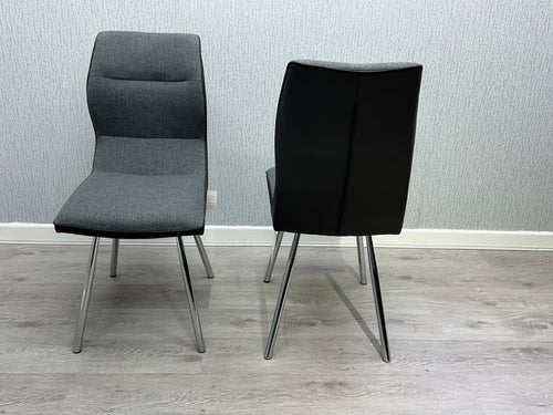 Zermatt Dining Chair – Grey PU & Fabric Upholstered Chair | Modern Contemporary Dining Seating