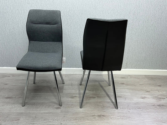 Zermatt Dining Chair – Grey PU & Fabric Upholstered Chair | Modern Contemporary Dining Seating