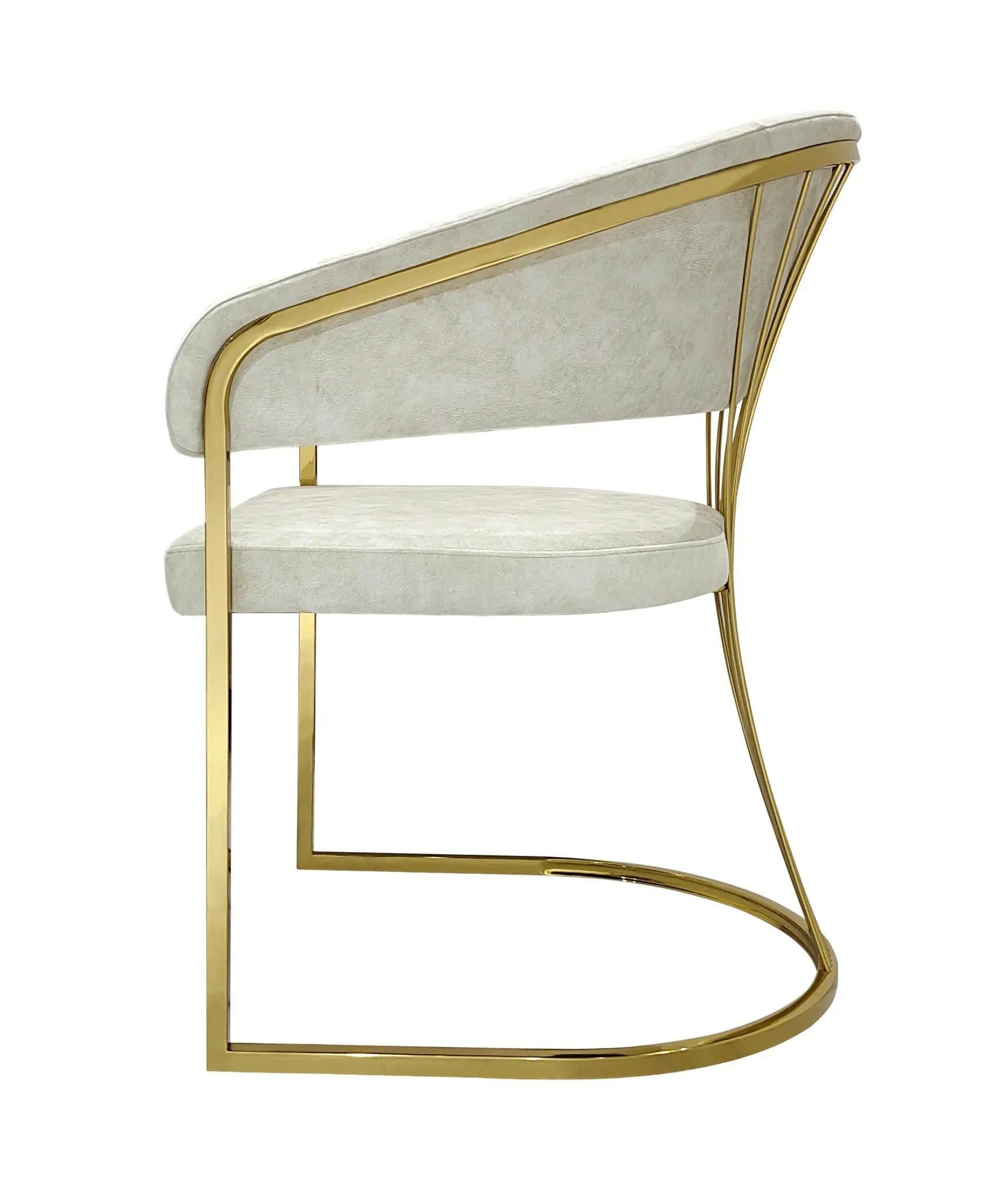 Ravello 1.8m Gold Marble Dining Table with Porado Cream & Gold Chairs – Modern Luxury Dining Set