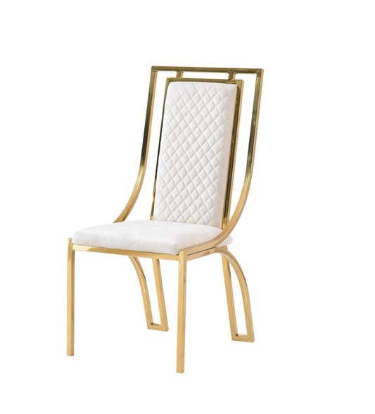 Set Of 2 Windsor Gold Plated Dining Chair - Available In 2 Colours Cream