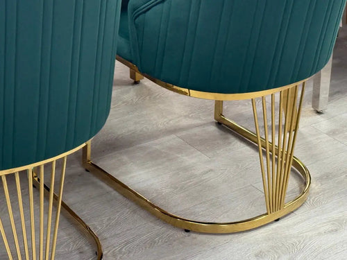 Lasco Dining Chairs – Green Velvet & Gold Legs (Set of 2)