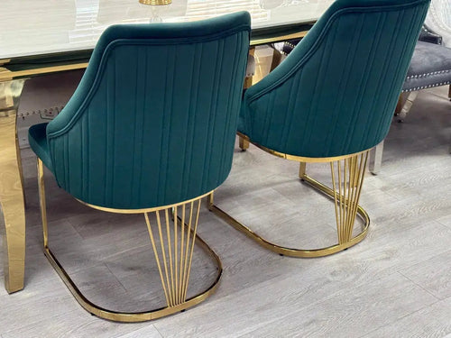 Lasco Dining Chairs – Green Velvet & Gold Legs (Set of 2)