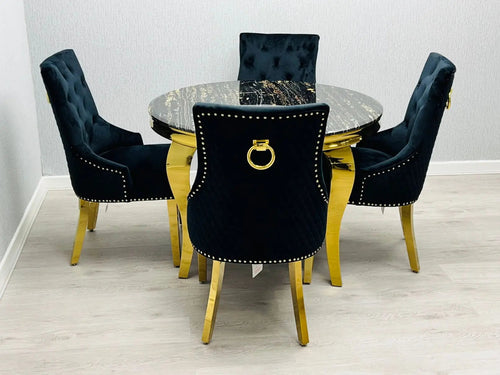 Majestic Velvet Dining Chair Gold Circle Knocker