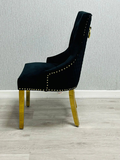 Majestic Velvet Dining Chair Gold Circle Knocker