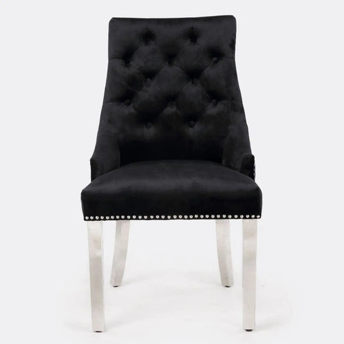 Set of 2 Majestic Lion Knocker Back Velvet Dining Chair -
