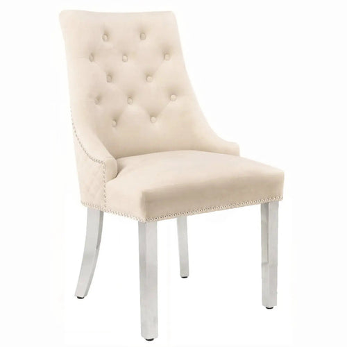 Set of 2 Majestic Lion Knocker Back Velvet Dining Chair -