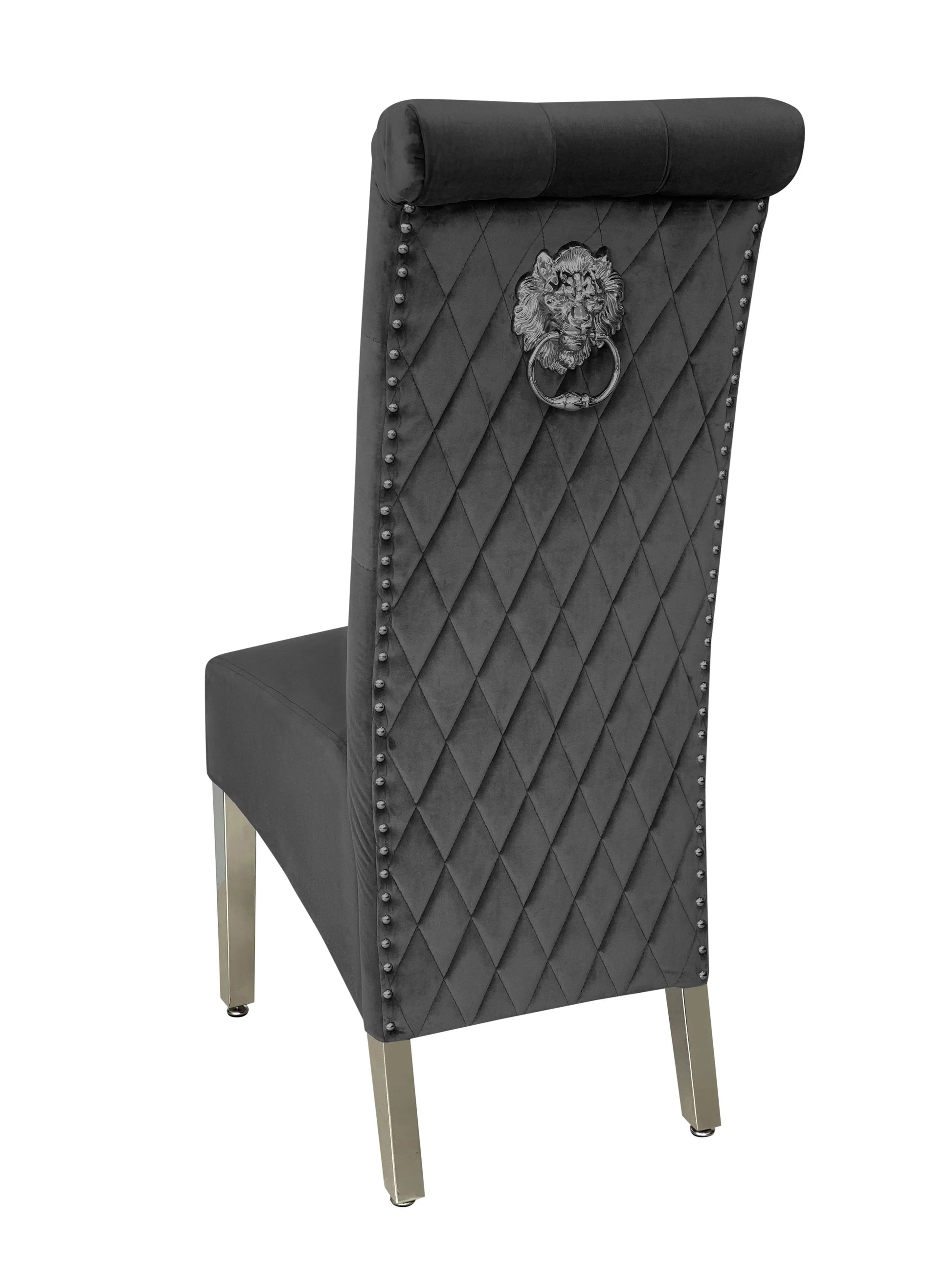 Sofia Dining Chairs Lion Knocker Chrome Legs / Available In 5 Colours
