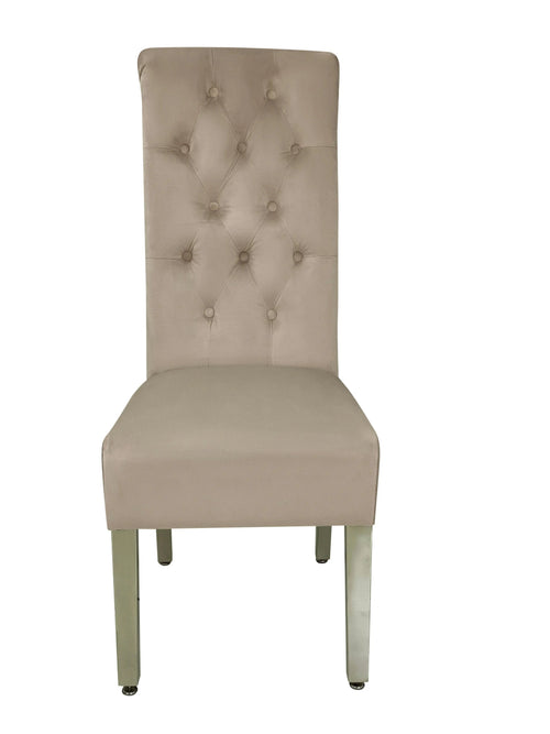 Sofia Dining Chairs Lion Knocker Chrome Legs / Available In 5 Colours