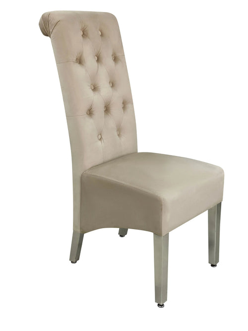 Sofia Dining Chairs Lion Knocker Chrome Legs / Available In 5 Colours