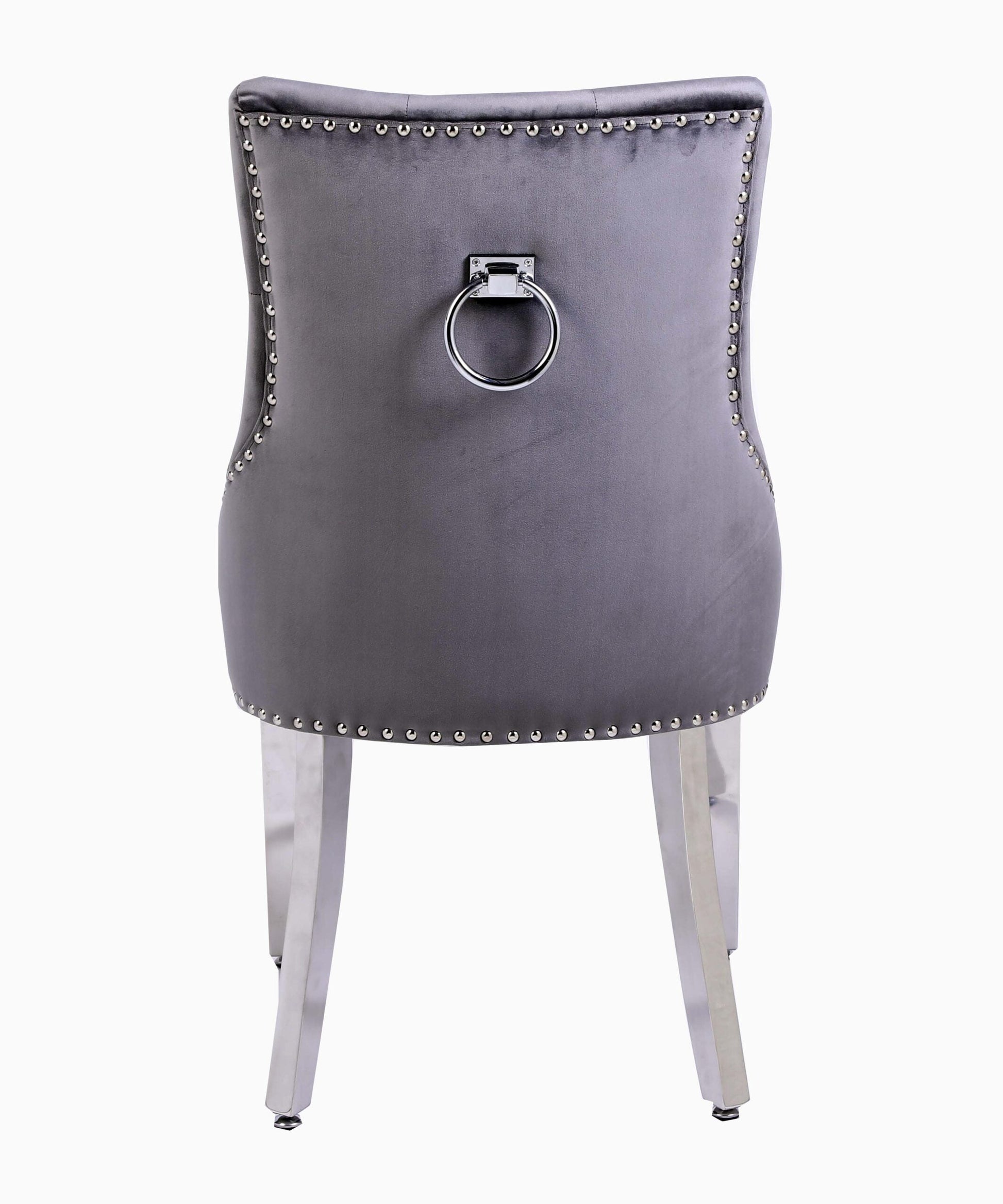 Set of 2 Valencia Chrome Leg Circle Knocker Dining Chair - Available In 3 Colours Grey Velvet