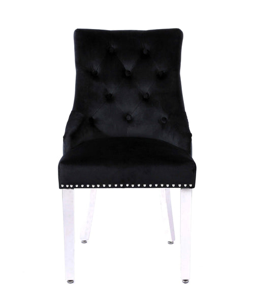 Set of 2 Valencia Chrome Leg Circle Knocker Dining Chair - Available In 3 Colours