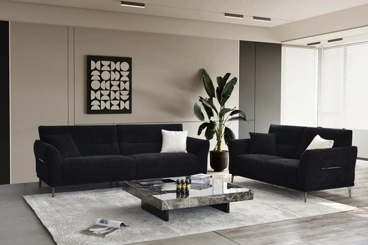 Aluxo Albany Sofa Range in Black Lux Boucle Fabric