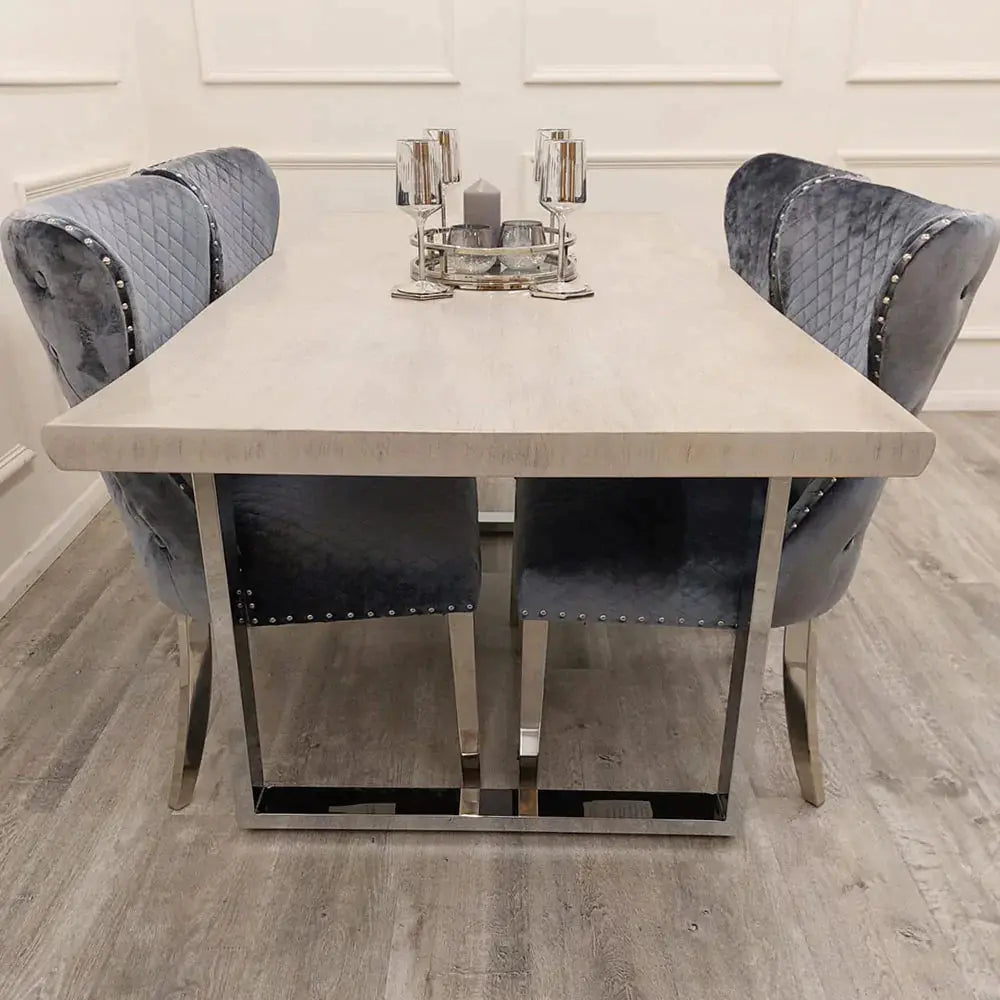 Freya 1.8m Dining Table – Solid Light Pine Wood with Chrome Legs