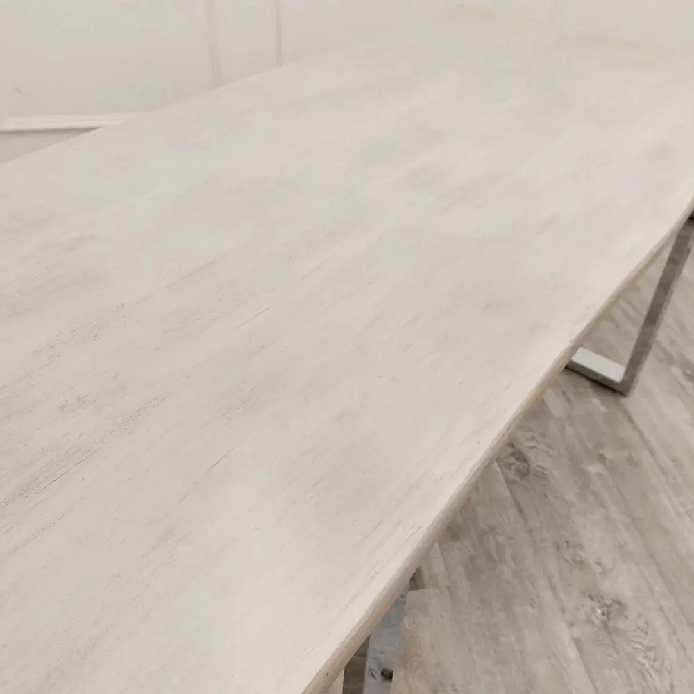 Freya 1.8m Dining Table – Solid Light Pine Wood with Chrome Legs