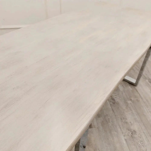 Freya 1.8m Dining Table – Solid Light Pine Wood with Chrome Legs