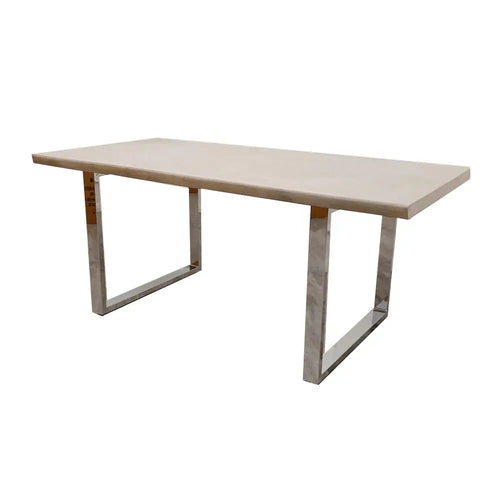Freya 1.8m Dining Table – Solid Light Pine Wood with Chrome Legs