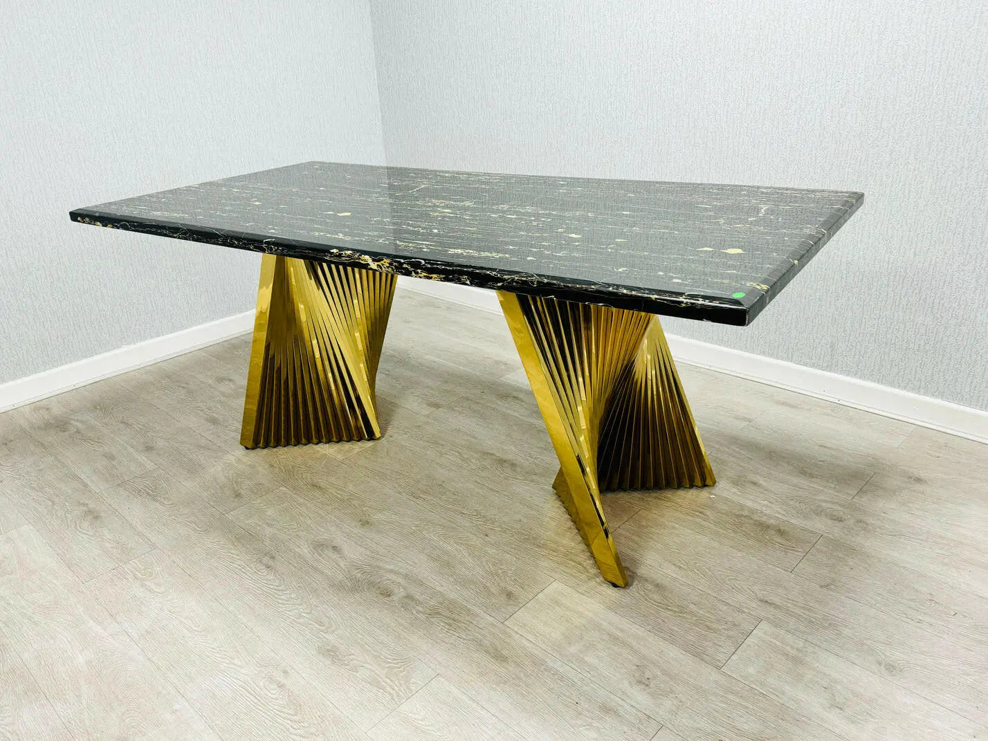 Ravello Gold Marble Dining Table & Windsor Dining Chair Set