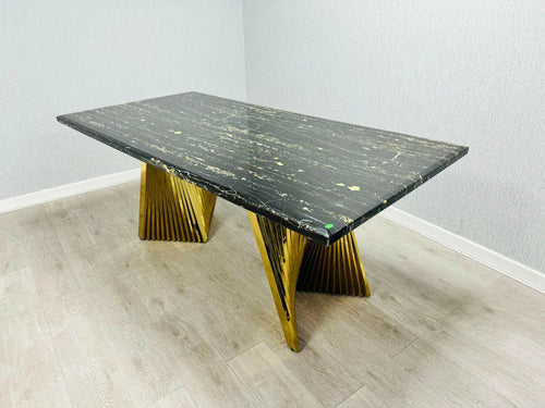 Ravello Gold Marble Dining Table & Windsor Dining Chair Set