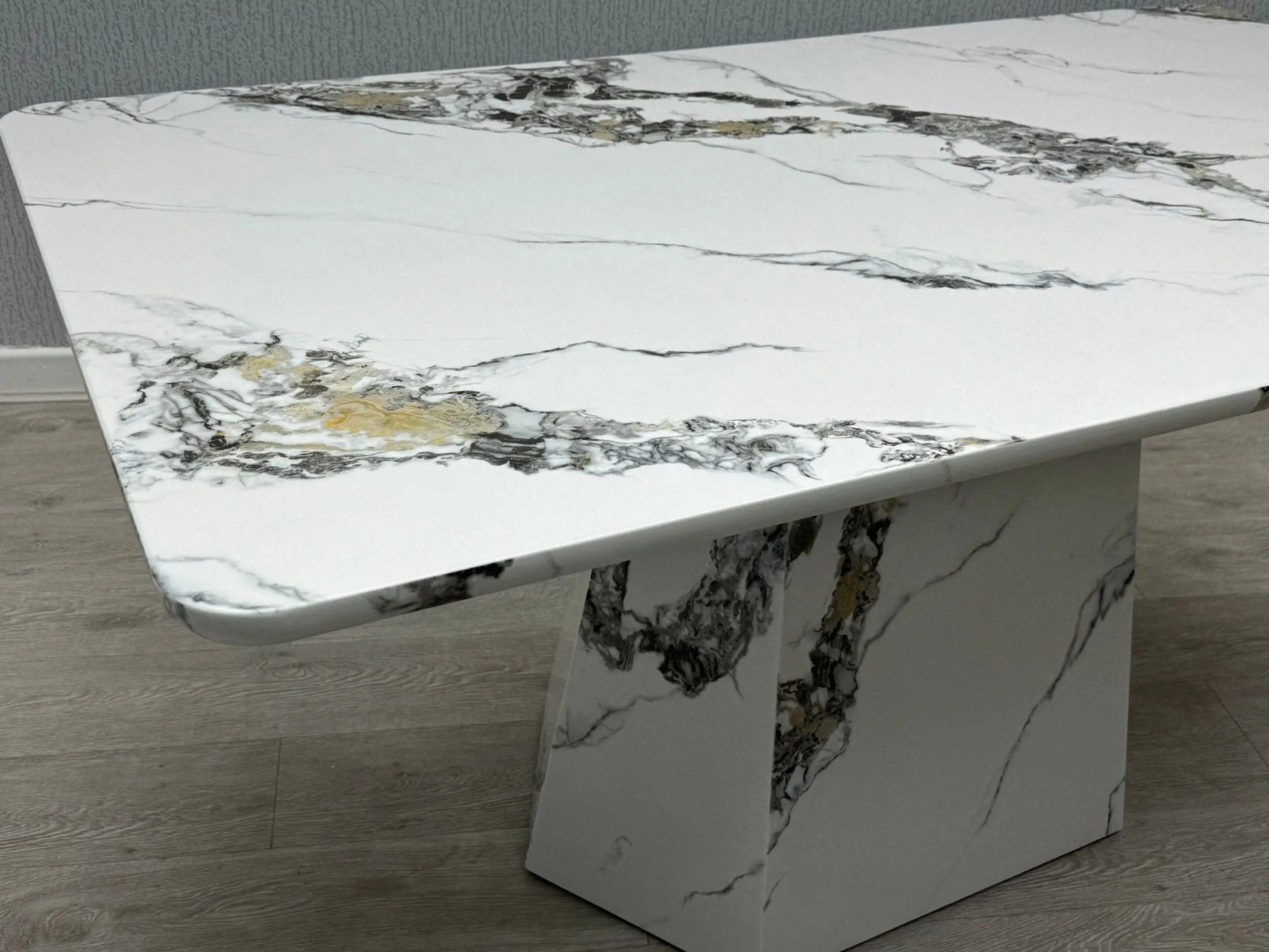 Capri Marble Effect Dining Table – 160cm Grey & White Finish