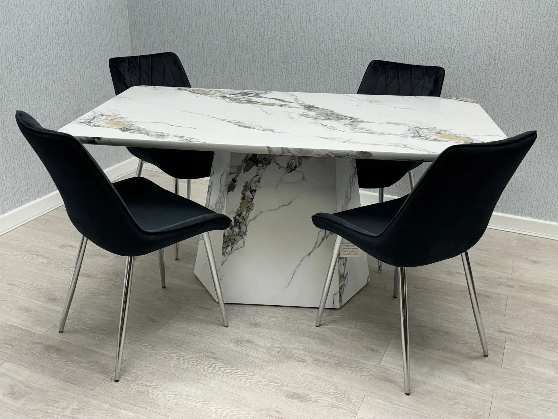 Capri Marble Effect Dining Table – 160cm Grey & White Finish