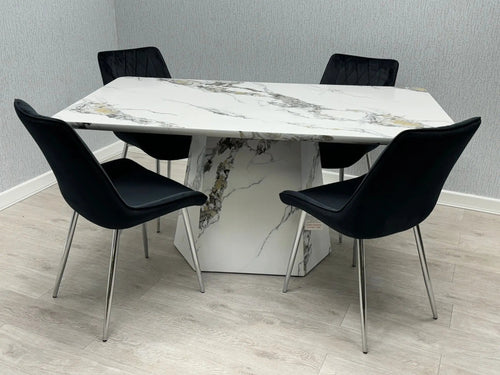 Capri Marble Effect Dining Table – 160cm Grey & White Finish