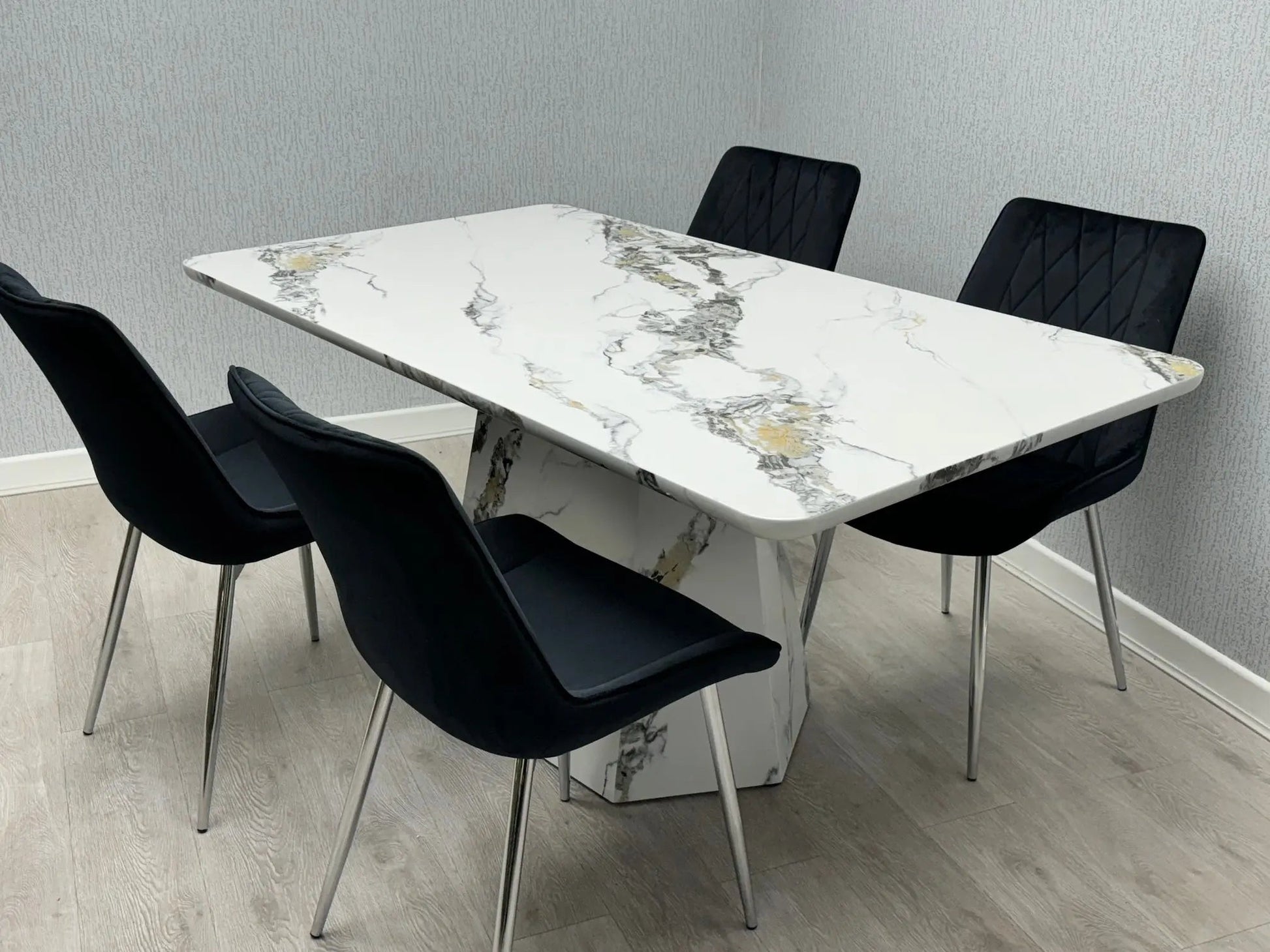 Capri Marble Effect Dining Table – 160cm Grey & White Finish