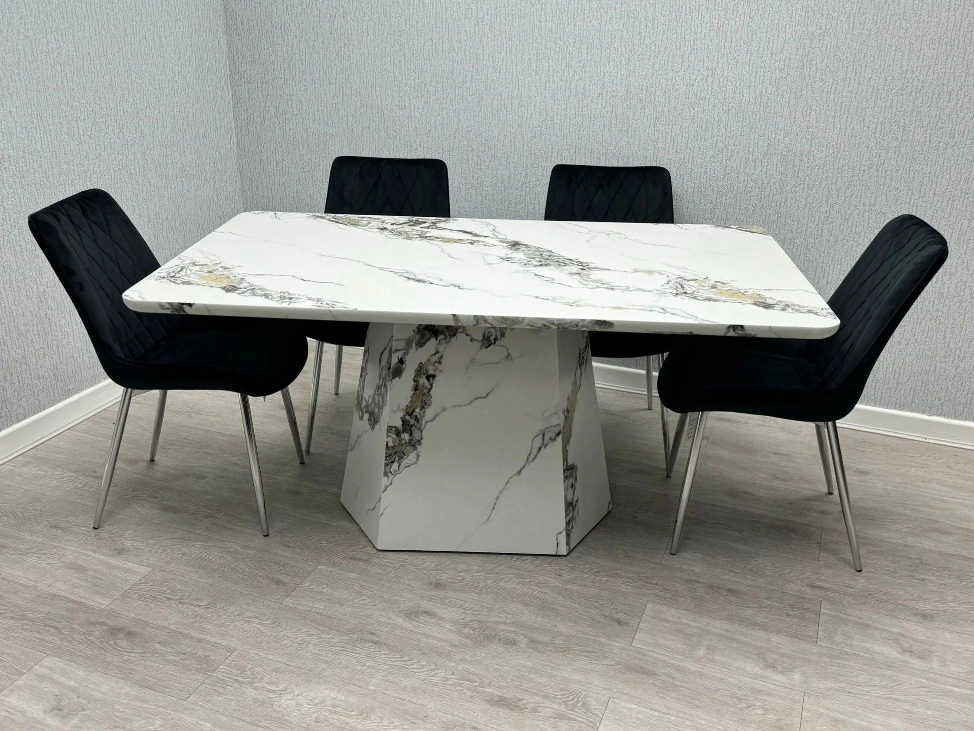 Capri Marble Effect Dining Table – 160cm Grey & White Finish
