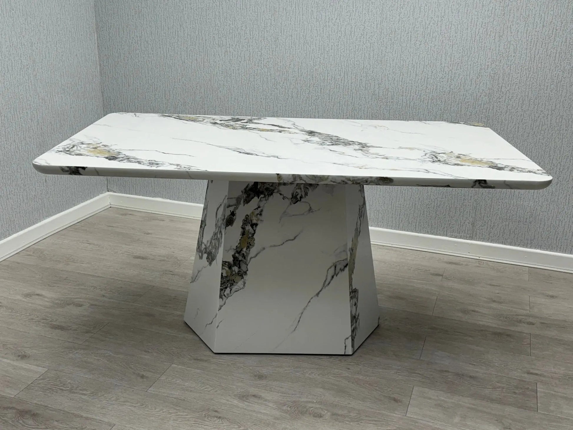 Capri Marble Effect Dining Table – 160cm Grey & White Finish