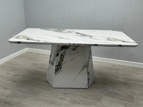 Capri Marble Effect Dining Table – 160cm Grey & White Finish