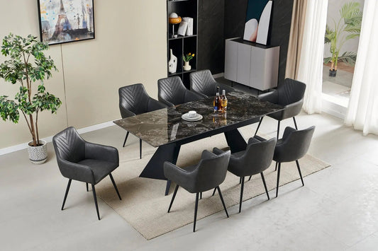 Chicago Extending Black & Gold Ceramic Dining Table – 160–200cm & 180–260cm