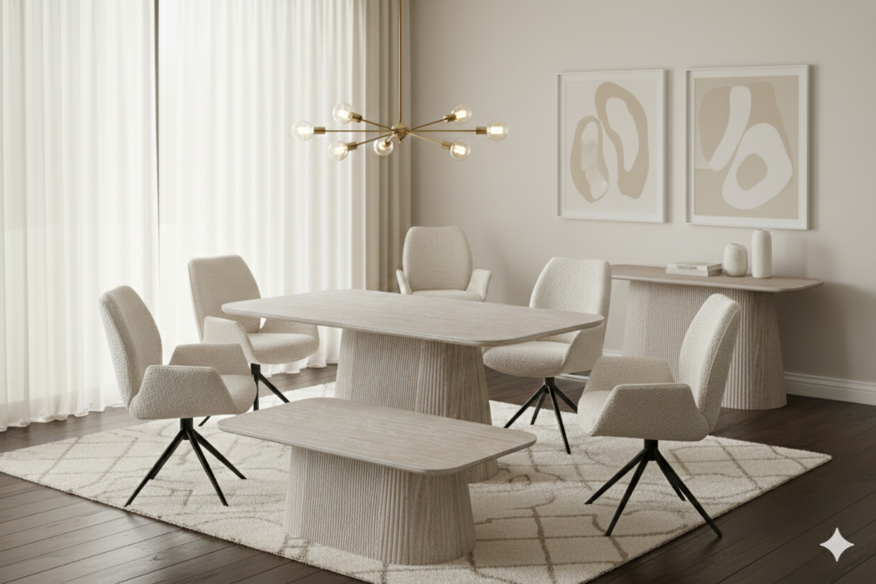 Davos Beige Oval Ceramic Dining Table 160cm | Contemporary Neutral Dining
