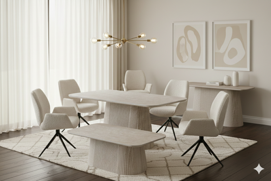 Davos Beige Oval Ceramic Dining Table 160cm | Contemporary Neutral Dining