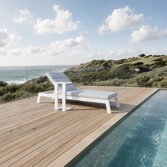 ALUXO® Dasia Outdoor Sun Lounger - White Livara Interiors
