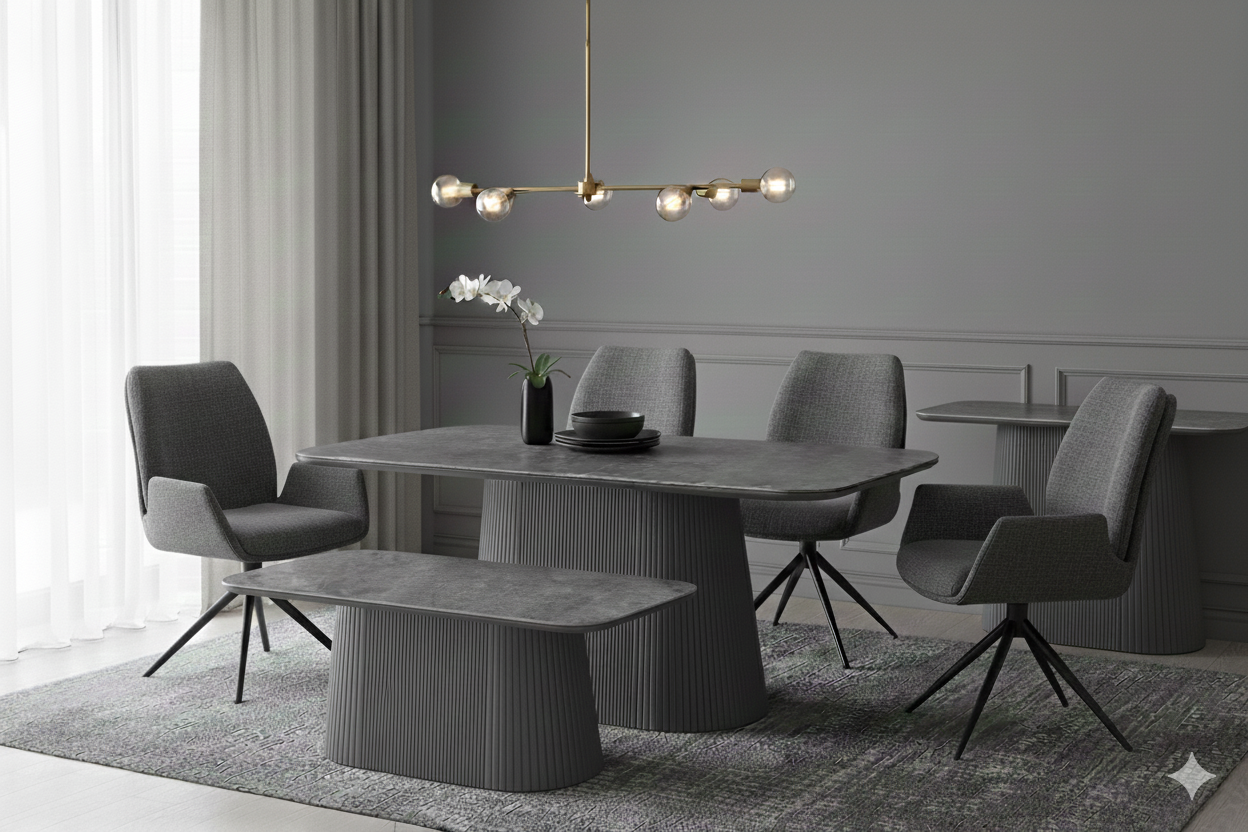 Monaco Grey Sintered Stone Extendable Dining Table 160–240cm | Modern Living