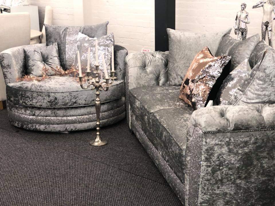 Luxury Essex Crushed Velvet Glitter Sofa Range