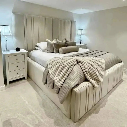 Audrie Panel Bedstead – Modern Tall Upholstered Bed Frame | Handcrafted in the UK