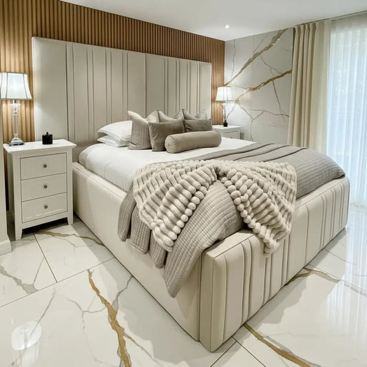 Audrie Panel Bedstead – Modern Tall Upholstered Bed Frame | Handcrafted in the UK