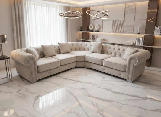 Richmond Chesterfield Velvet & Leather Sofa Range – Bespoke Luxury