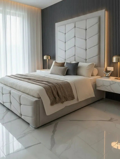 Knightsbridge Plush Velvet Bed – Bespoke Handcrafted Bedstead (Made in the UK)