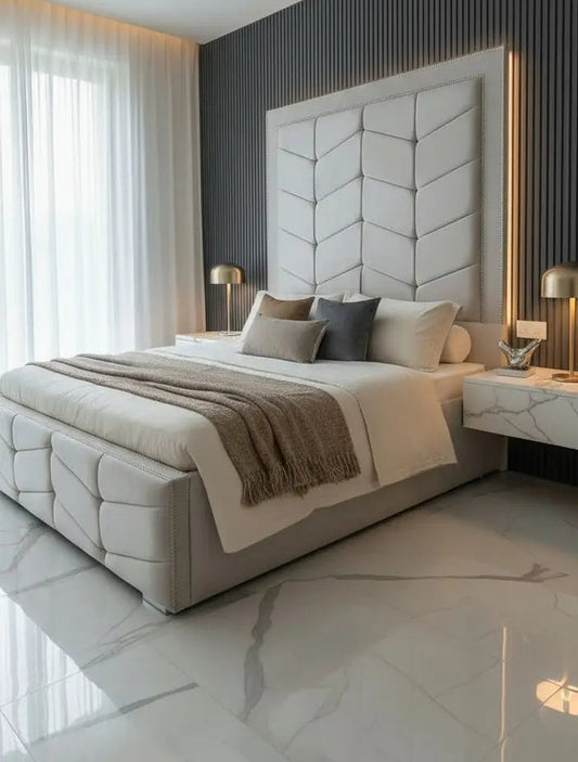 Knightsbridge Plush Velvet Bed – Bespoke Handcrafted Bedstead (Made in the UK)